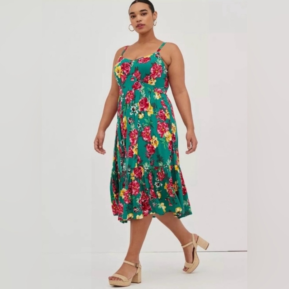 Sold on Mercari: Colorful Floral Green Dress- Torrid